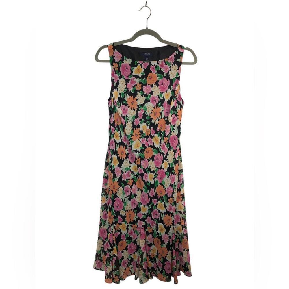 Chaps Floral Sleeveless Dress - Multicolor Lined Pull Over